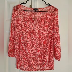 The Limited Blouse Semi Sheer Cream Orange Size S